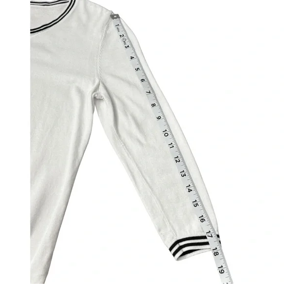 Talbots Button Up Cardigan White Black Stripe Trim Office Classic Women’s Sz XS - Picture 6 of 11